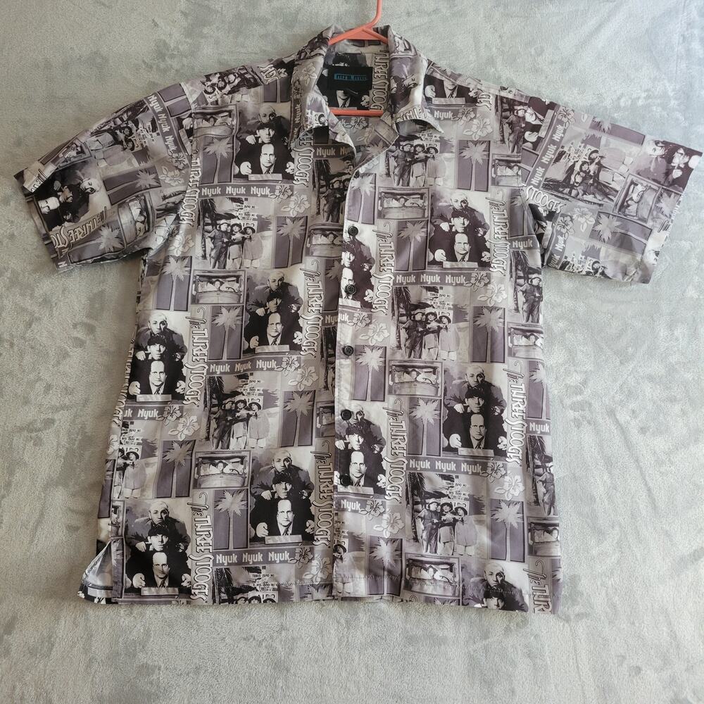 Ralph Marlin Shirt Men's XL Three Stooges AOP Short-Sleeve Larry Curly Moe